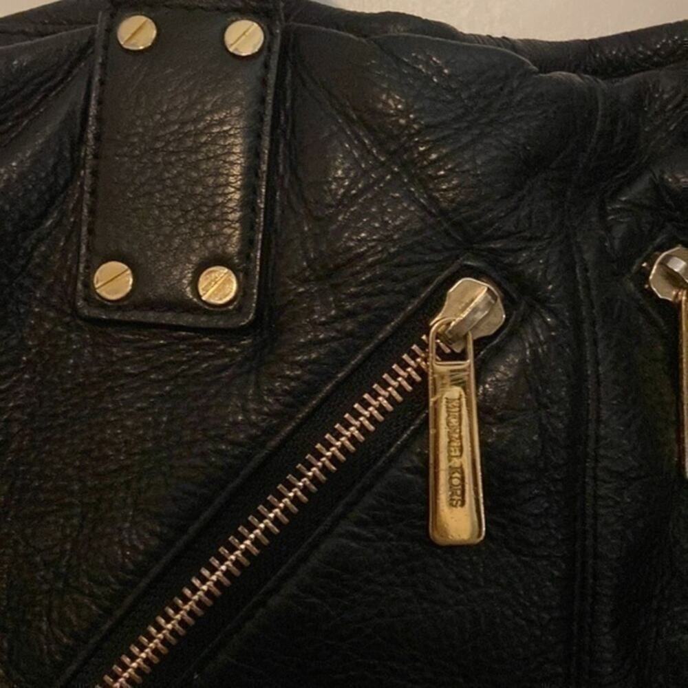 Michael Kors Black Leather Handbag with Gold Hardware - Picture 3 of 4